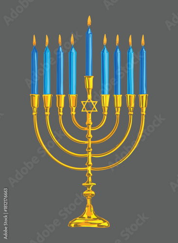 Vintage Hanukkah Menorah Illustration