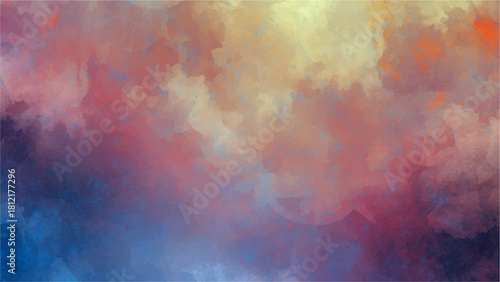 Warm Abstract Watercolor Painted Texture Background: Blended Orange, Ochre, & Blue-Grey Tones. High-Res Artistic Canvas Ideal for Autumn Themes, Creative Wallpapers, & Digital Art.