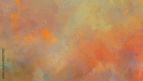 Warm Abstract Watercolor Painted Texture Background: Blended Orange, Ochre, & Blue-Grey Tones. High-Res Artistic Canvas Ideal for Autumn Themes, Creative Wallpapers, & Digital Art.