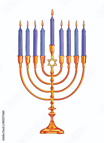 Classic Vintage Hanukkah Menorah Illustration