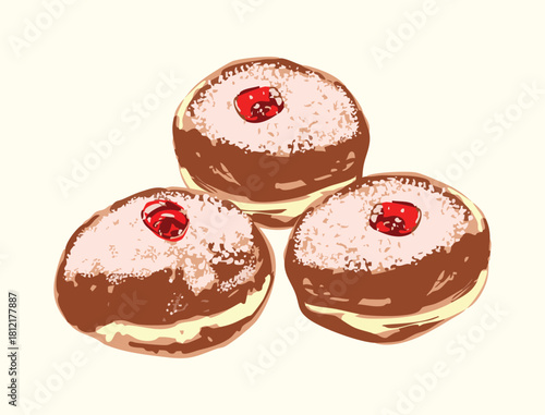 Hanukkah Sufganiyot Illustration