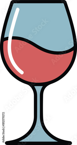 Vector illustration of a wine glass filled with red liquid, ready for a toast or celebration.