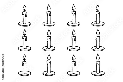 Small candle slim icon base icons round sketch vector flame holder minimalist