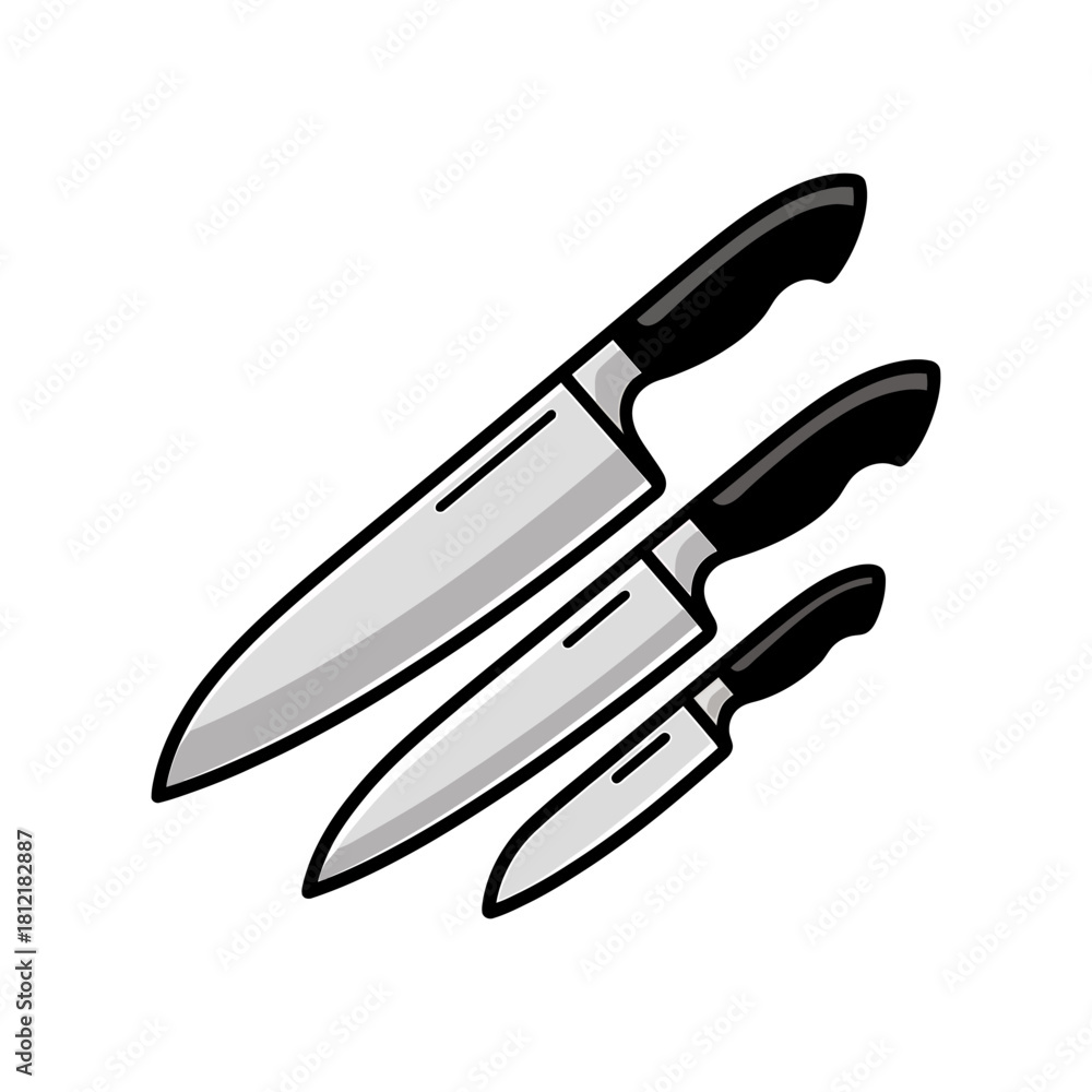 Obraz premium Chopping knife set icon on White Background Vector Art Illustration on white background.
