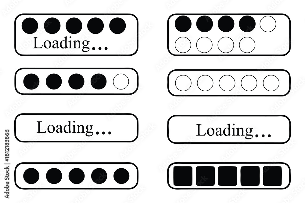 Fototapeta premium Minimal Loading Dots & Progress Indicators Vector Pack