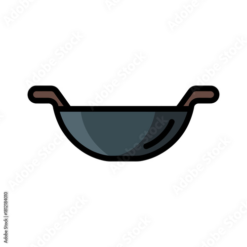 Wok icon on White Background Vector Art Illustration on white background.