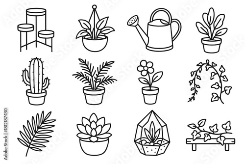 Grid pot jar icon vector glass greenery cactus hanging stand terrarium can