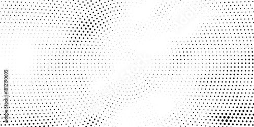 Monochrome round gradient halftone dots background. Vector illustration.