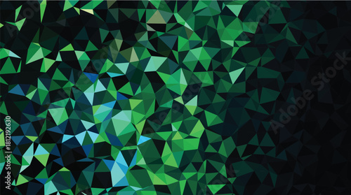 Dark Green Fragmented Geometric Low-Poly Forest Texture Background