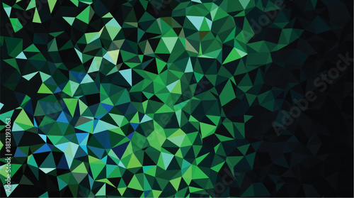 Dark Green Fragmented Geometric Low-Poly Forest Texture Background