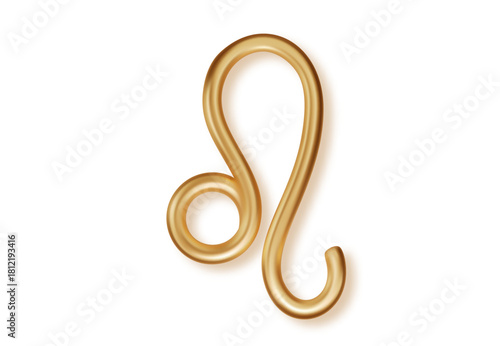 Golden 3D Leo zodiac emblem isolated on transparent background. Shiny metallic horoscope icon for astrology forecasts and mystical celestial design