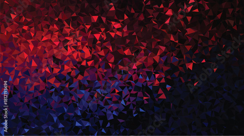 Dark Fragmented Red and Blue Geometric Low-Poly Texture Background