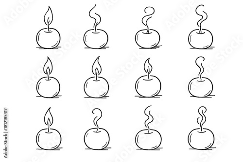 Candle vector decor candles line minimal round hand smoke rough icon drawn