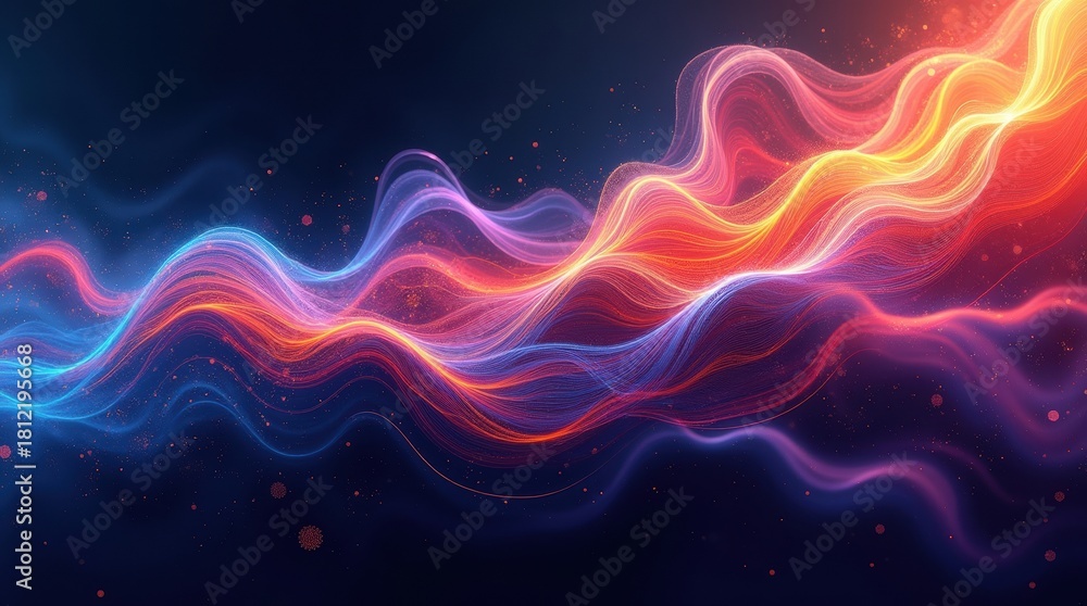 Obraz premium Vibrant abstract glowing energy waves in vibrant colors on dark background