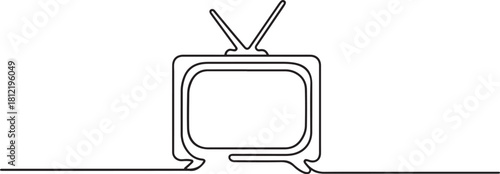 One line of television. Abstract minimal continuous line isolated. one line Icon drawing with white background