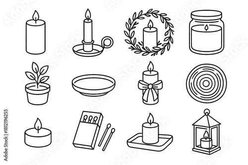 Plant home ceramic tie candle vector tray tealight icons jar holder icon