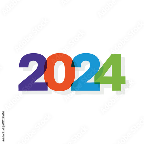 Colorful 2024 Year Bold Numerals Graphic.