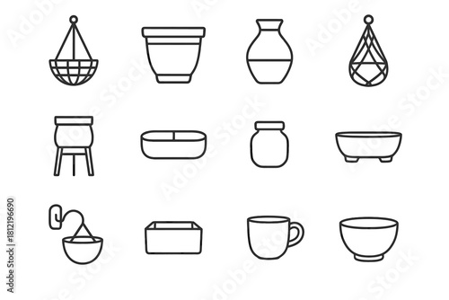 Small icon decorative icons ceramic vector hanging stand planter pot mini cup
