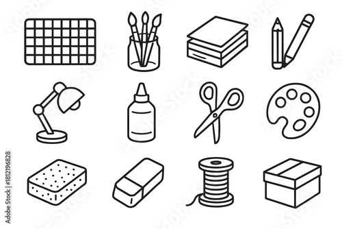 Sponge cutting mat box workspace thread icon vector icons eraser stack brush