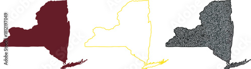 A minimalist vector graphic set of the New York state silhouette