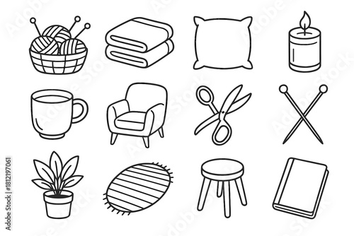 Blanket vector notebook knitting folded chair cozy yarn cup icon stool icons