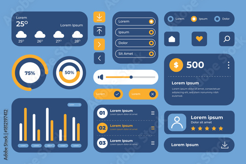 Modern flat design ui and ux elements collection