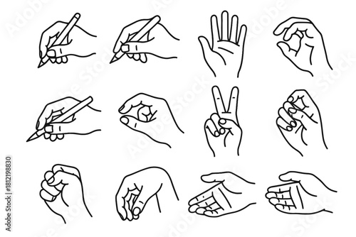 Pose curved icon fist icons vector hand gesture ok open holding