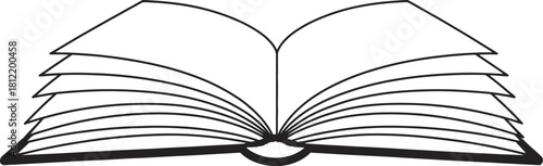Open book line art illustration, symbol of knowledge and education