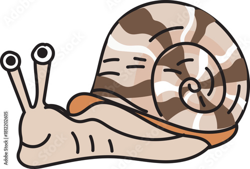 Brown snail woodland illustration