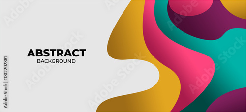 Abstract colorful wave vector illustration with rainbow curve lines and orange yellow light decoration background pattern