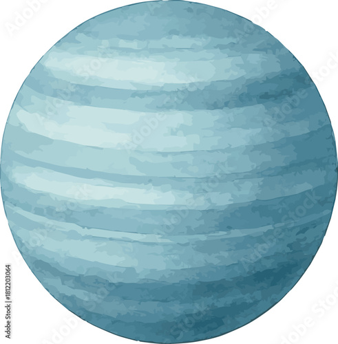 Watercolor vector illustration of a planet uranus