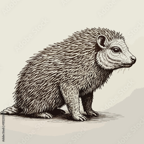 Illustrated spiny anteater echidna in side profile.
