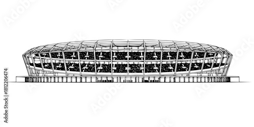 Minimalist Soccer Stadium Outline Silhouette Vector Design