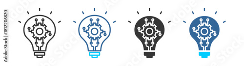 technology icon set multiple style collection