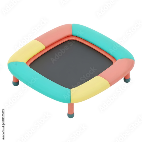 Colorful miniature indoor exercise trampoline isolated on black