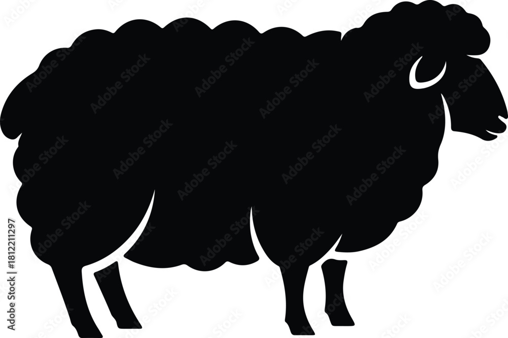 Fototapeta premium Illustration Isolated simple black sheep silhouette vector