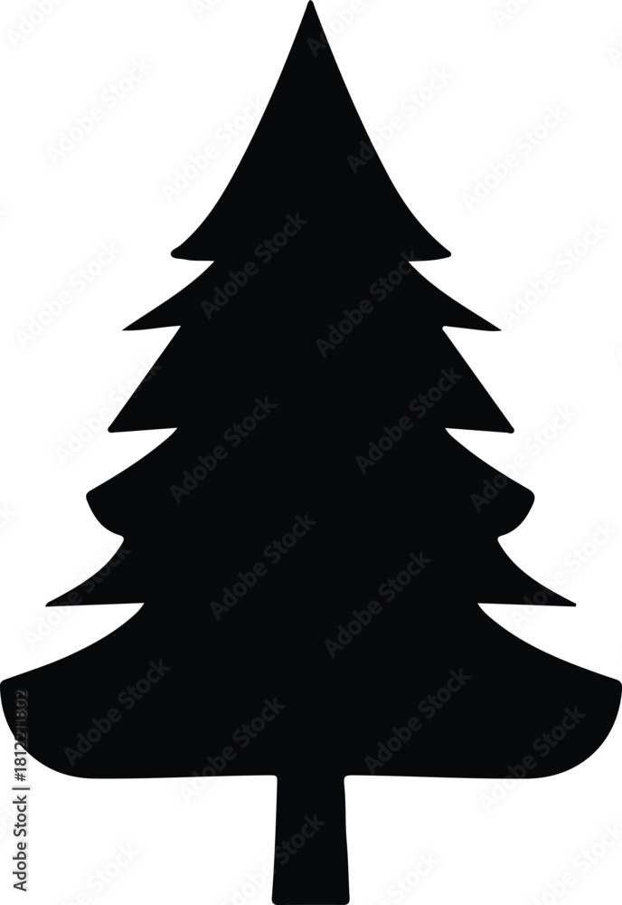 Fototapeta premium Illustration of a christmas tree simple festive black silhouette vector