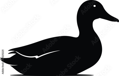 Illustration of a mallard duck swimming silhouette vector