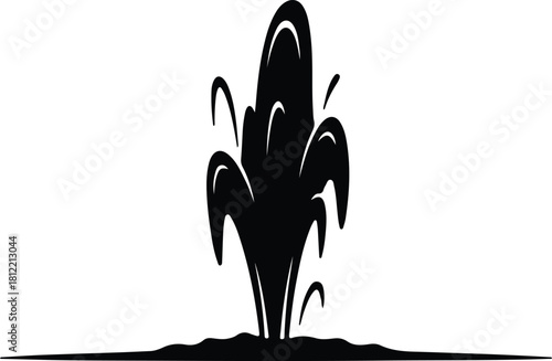 Illustration Oil Well Gusher Black Petroleum Industry Silhouette vector