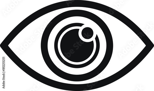 Stylized human eye icon graphic for vision observation and security concept