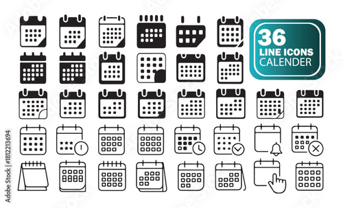 Event and Schedule Line Icons Pack, Minimal Vector Set for Planning Tools
