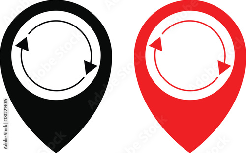 Refresh Location Icon Set. Map Position Update Icons. Map update and cycle symbols. Refresh position symbol. Reload map sign
