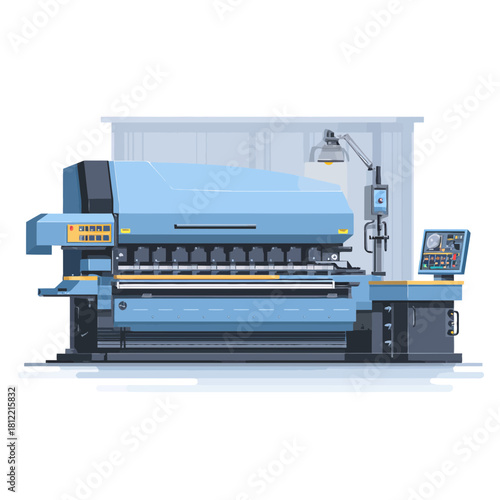 Flat vector illustration of an industrial press machine