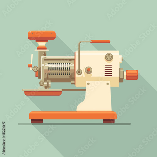 A flat vector illustration of an electric meat grinder machine