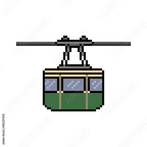 aerial mountain cableway pixel art