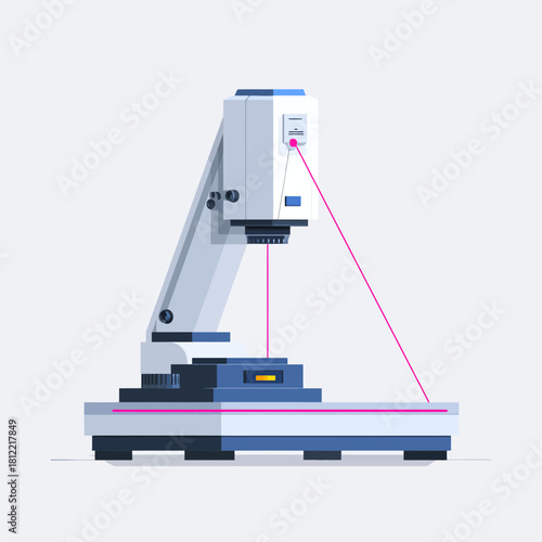 Industrial laser scan machine concept in a flat style