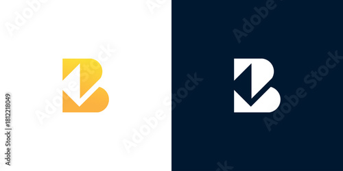 Modern and sleek letter B logo design featuring an integrated directional arrow. This abstract graphic identity mark is perfect for technology, media, and innovative brand solutions