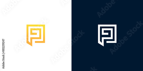 Modern abstract letter P logo design, geometric shape, minimal, elegant, business identity symbol, clean corporate branding