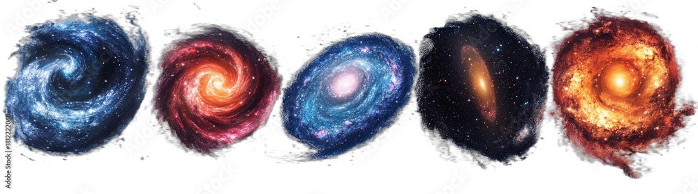 Fototapeta premium Vibrant and Diverse Spiral Galaxies in Outer Space