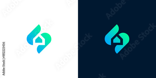 Modern abstract home logo design concept, symbolizing growth, stability, and secure living spaces